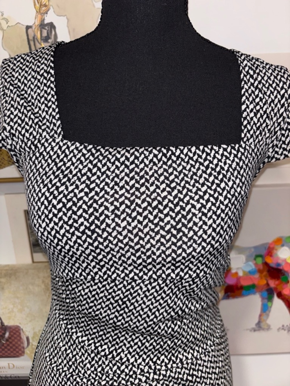 White House Black Market Black & White Mini Sheath Dress - Picture 2 of 4